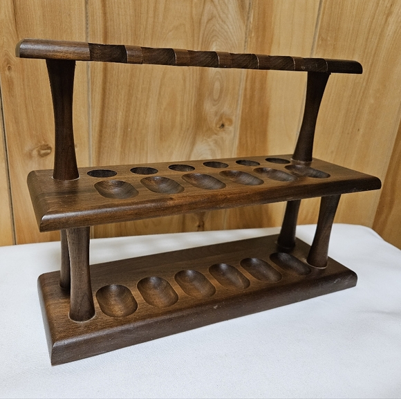 Vintage Decatur Walnut 12-Pipe Rack - Two-Tier Display Stand - Picture 2 of 8